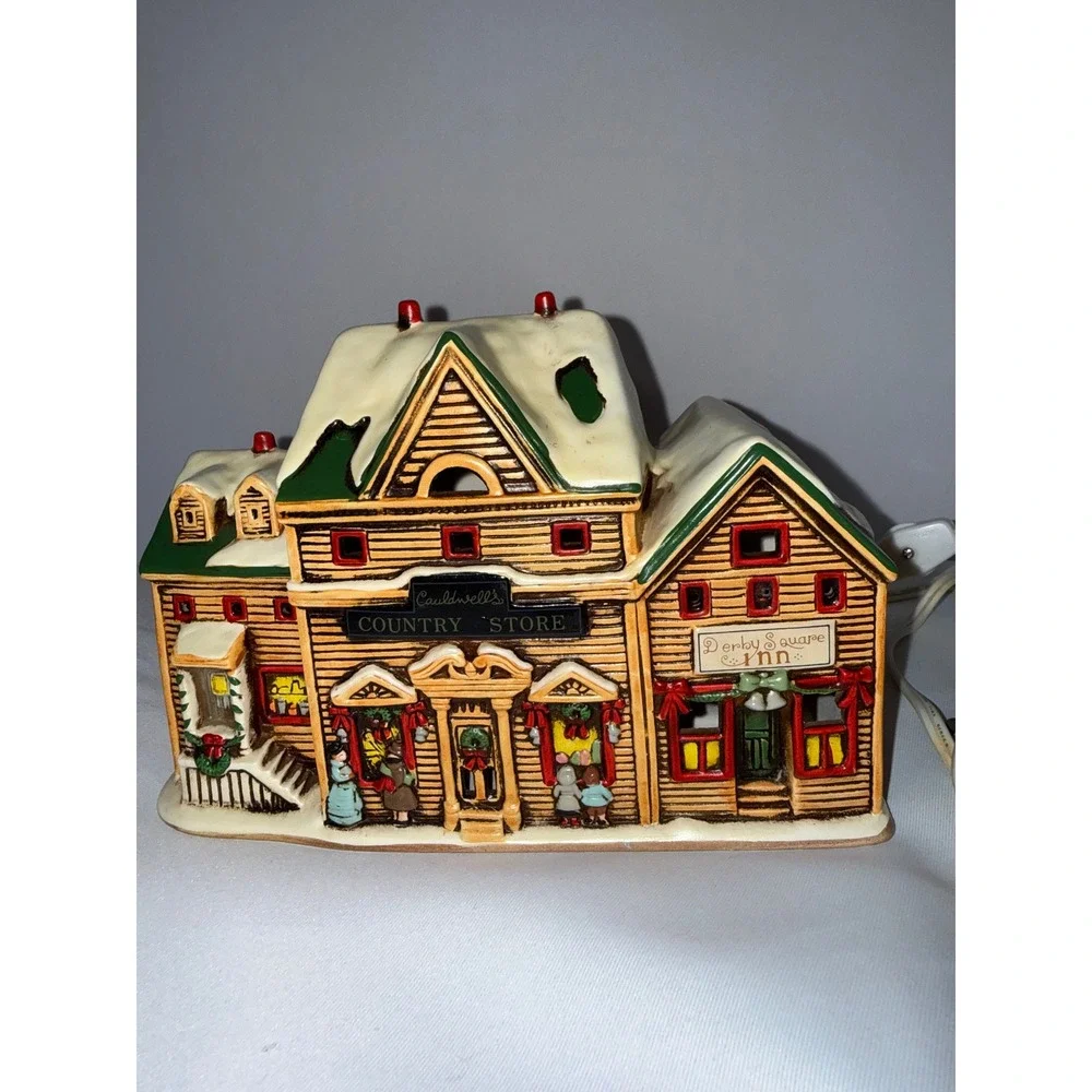 Vintage 1988 Schmid Charles Wysocki Caldwells Country Store Inn Light Up Village